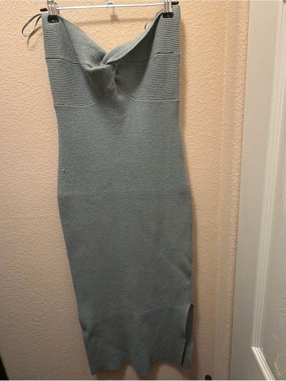 Strapless Bar III Sweater Bodycon Dress in Sage Green